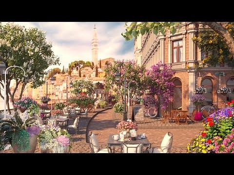 Outdoor Beach Cafe Ambience near the Sea - Relaxing Seaside Jazz Music and Ocean Waves