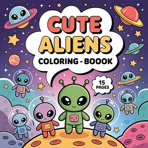 Kawaii Alien Malbuch, 15 Seiten in bunten Weltalls (PDF) - Etsy.de