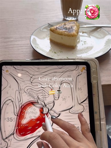 Color Aura cake vs. real cake. Which do you choose? ✨🍰#coloraura #colorbynumber #digitalcoloring #ipadgames #cake