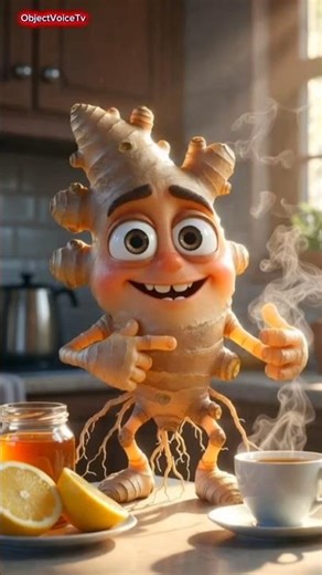 Ginger: The Boss of Warm Tea – I Fix Your Stomach Boom! 🫚👑🔥 #TalkingGinger #GingerFacts #FunnyShorts
