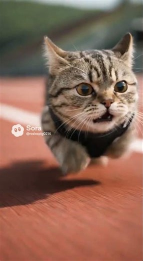 Fast Run Cat on the Track ⚡🐱 #cat #shorts #running #speed #sprint