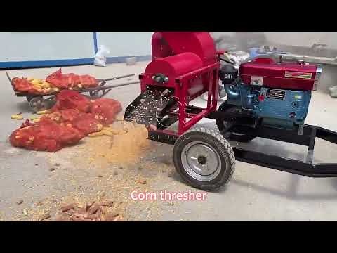 Diesel Engine Corn Threshing Machine Full Automatic Operation Demo