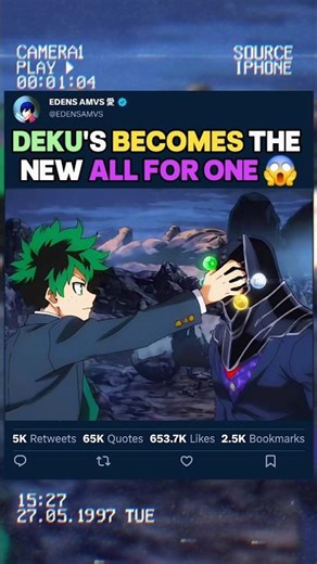 DEKU DEVIENT LE NOUVEAU ALL FOR ONE | #myheroacademia #edit #amv #mha #bnha