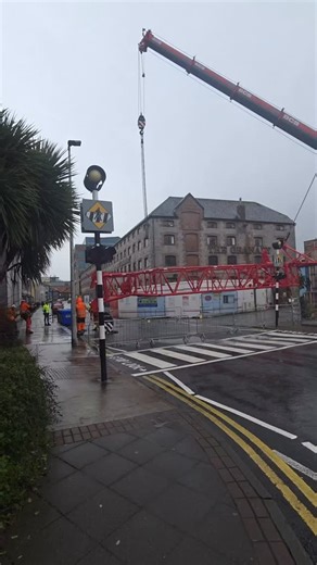 Live 95 on Instagram: "A large crane being installed in the Opera Square site in Limerick city this morning. The beginning of the constuction of a new tower building as part of the project has been described as a milestone day for the city."