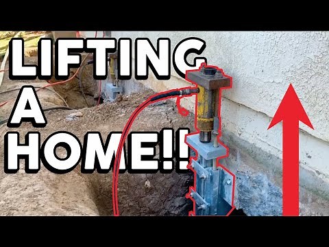 Lifting a home's foundation with Push Piers
