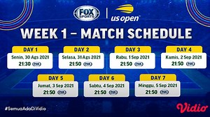 Jadwal dan Live Streaming Grand Slam US Open 2021 di Vidio, 30 Agustus - 5 September 2021
