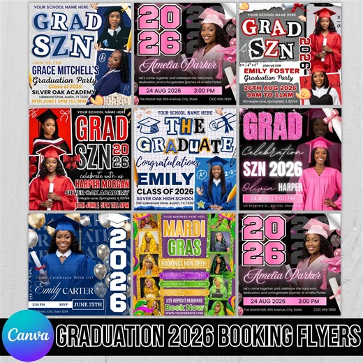 Graduation Party Flyer Canva Design, Graduation Flyer Template, Senior Grad Flyer DIY Invitation - Etsy