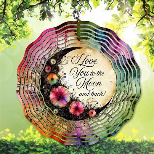 Moon Wind Spinner PNG, Floral Sublimation Design, I Love You to the Moon and Back Garden Spinner Template, DIY Gift (digital Download) - Etsy
