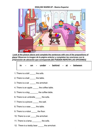 English Warm up worksheet