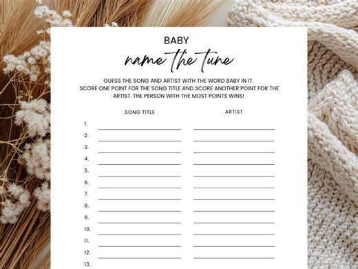 Baby Shower Name That Tune Game, Minimalist Song Trivia, Editable Template (digital Download) - Etsy