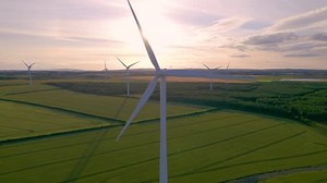 Aerial Lens Flare Operating Wind Turbines Stock Footage Video (100% Royalty-free) 3431583007 | Shutterstock