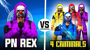 1 Red Criminal Vs 4 Yellow Criminals 1 Vs 4 Challenge Freefire | Rex Gaming
