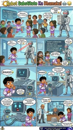 Robot Teacher Ne Diya500 SUMS?! 😱🤖| 247 Saal Lagenge!| ToonWaala 2070 #Shorts