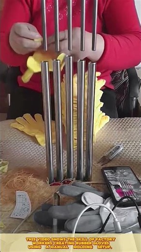 Skilled Worker Flipping Gloves Manually #workprocess #factory #flip