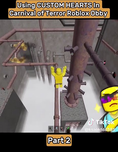 Using CUSTOM HEARTS In Carnival of Terror Roblox Obby #robloxbuild #robloxgames #3dgames #funnyroblox #minecraft
