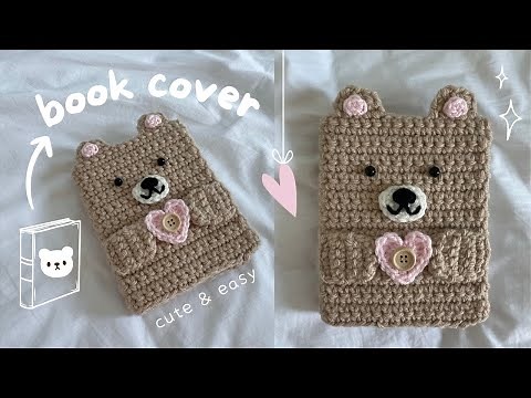how to crochet a book cover (bear holding a heart!) | beginner-friendly tutorial