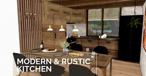 Modern & Rustic Kitchen / Livingroom+ DOWNLOAD + TOUR + CC CREATORS | The Sims 4 |
