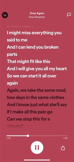 One Direction Over Again Full Lyrics Bridge