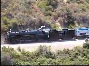 Santa Fe 3751 steam locomotive climbs Miramar Hill