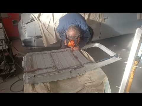 1956 FARGO...WELDING UP INNER DOOR PANEL CAUSES SMALL SHOP FIRE! OOPS!