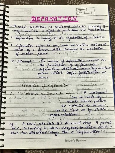 Defamation and its essential elements #lawfulnotes #defamationcase #law #exam #notes