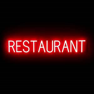 SpellBrite RESTAURANT Sign | Restaurant-Related Red LED Sign with Neon Look | 39.3" x 6.3"