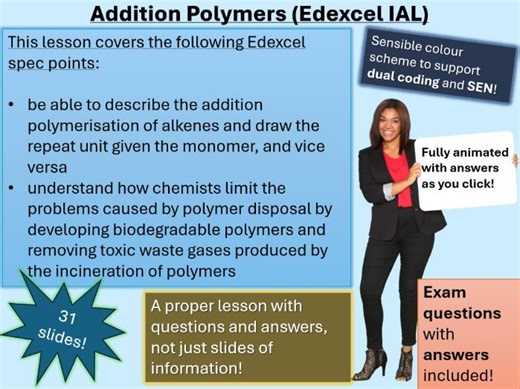 Addition Polymers - A level Chemistry | Full Lesson (click for video preview) | Teaching Resources