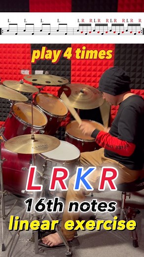 LRKR - 16th notes linear exercise! #drum #drumming #drumlesson #linear #exercise | 小葉流鼓藝工作室