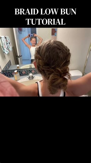 Dutch braid low bun tutorial!! #glutenfreerunner #hairtok #dutchbraid #hairtutorial #greenscreen