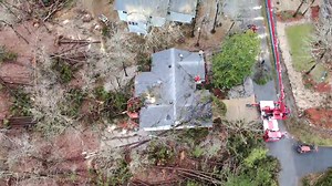 WATCH: Drone video shows EF2 tornado's path of destruction in Hot Spring Village