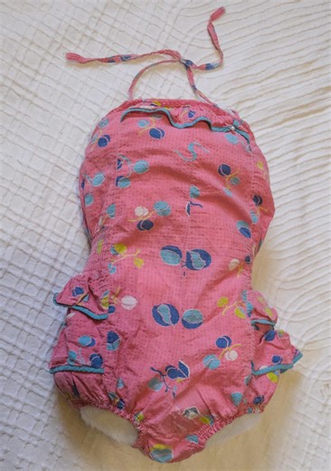 1950's Vintage Baby Girls Swimsuit Pink Cotton One Piece Halter Sweetheart Neckline Homemade Size 4 -5 - Etsy