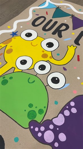 🎂🎈HBD Little Monster👹🎉 Custom 3x5ft Little Monster Themed Birthday Banner ********************************** #monster #banner #folkart #celebration #birthday