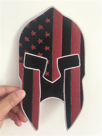 Spartan Helmet USA Flag Embroidery Patch, Iron-on Applique (9x4.9 In) - Etsy