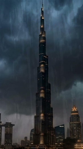 rain sound on Burj khalifa's front view relaxing #rain #rainoundforsleep #rainsleep #rainsounds