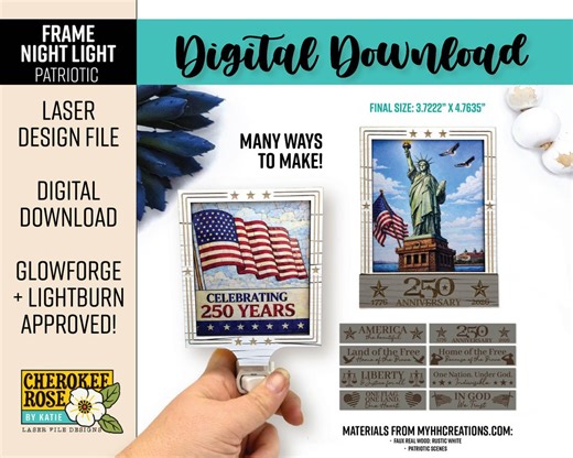 Patriotic Laser Cut Night Light SVG: Interchangeable Flex Frame (digital File Only) - Etsy