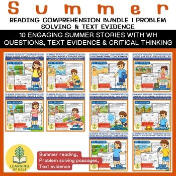 Summer Reading Comprehension Bundle | Problem Solving & Text Evidence 3rd - 4th