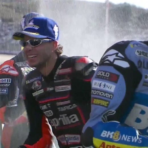 Some well-earned silverware for Marco Bezzecchi and Aprilia after a perfect Sunday in Portimao 🏆 #MotoGP | #PortugueseGP Live on TNT Sports and Discovery | TNT Sports Bikes