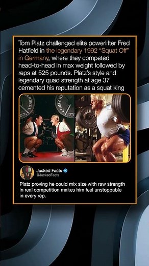 Tom Platz challenged elite powerlifter Fred Hatfield in the legendary 1992 “Squat Off” in Germany