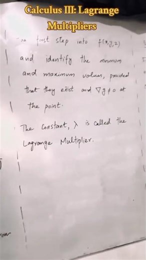 Calculus III: Methods of Lagrange Multipliers