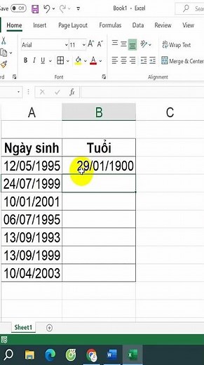 How to calculate age by date of birth in Excel