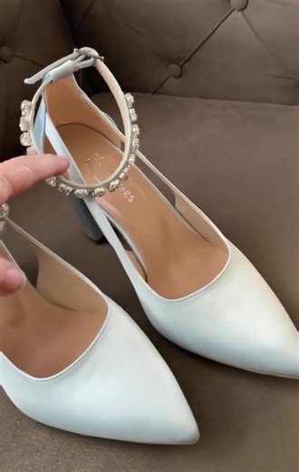 Blue Satin Wedding Block Heels: Lace & Pearl Bridal Shoes - Etsy