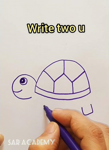 How to draw a turtle with alphabets | Draw so cute turtle for kids