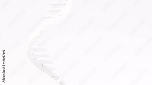 mRNA white strand rotates on white backdrop. mRNA vaccine concept animation