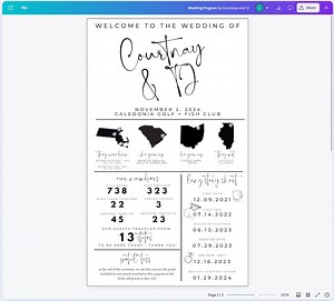 Wedding Program Infographic Template, Black and White, Editable Reception Program, Unique Wedding Program, Fun Ceremony Program - Etsy UK
