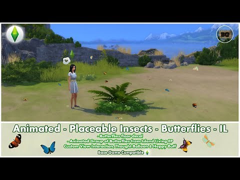 Bakies The Sims 4 Custom Content: Animated - Placeable Insects - Butterflies IL 🦋