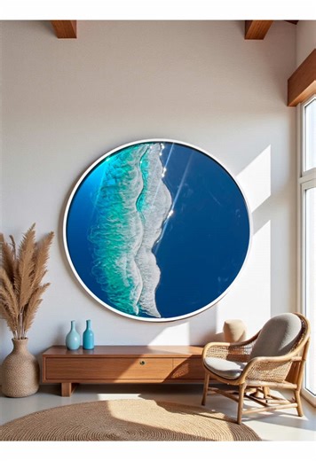 When the sunlight hits this resin ocean mirror… the whole room turns turquoise 🌊✨ Handmade coastal magic for your home 🤍 https://www.etsy.com/listing/1435926622/wall-mirror-with-blue-wave-resin-decor #r#resinmirroro#oceanmirrorr#resinartcoastalaesthetic #fypシ