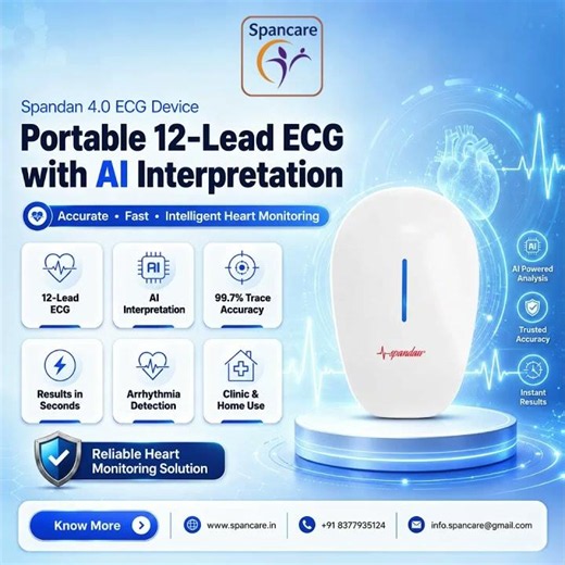 Spandan 4.0 Portable 12-Lead ECG Device with AI Interpretation | Accurate ECG Machine