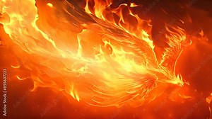 Fiery Phoenix Soaring Through Flames with Ai generated.
