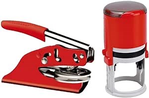 Corporate Seal Embosser and Self Inking Stamp | Combo (Red, 2-Items)
