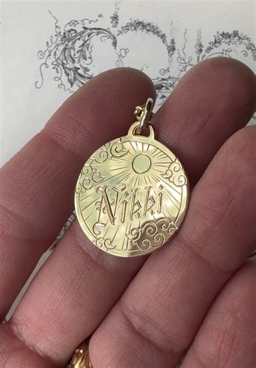 Custom engraved #victorianlovetoken in 14k gold #handengraved #lovetoken #14k